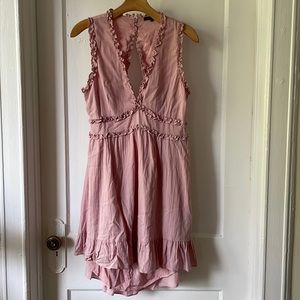Papermoon dusty rose pink mini open back ruffle dress